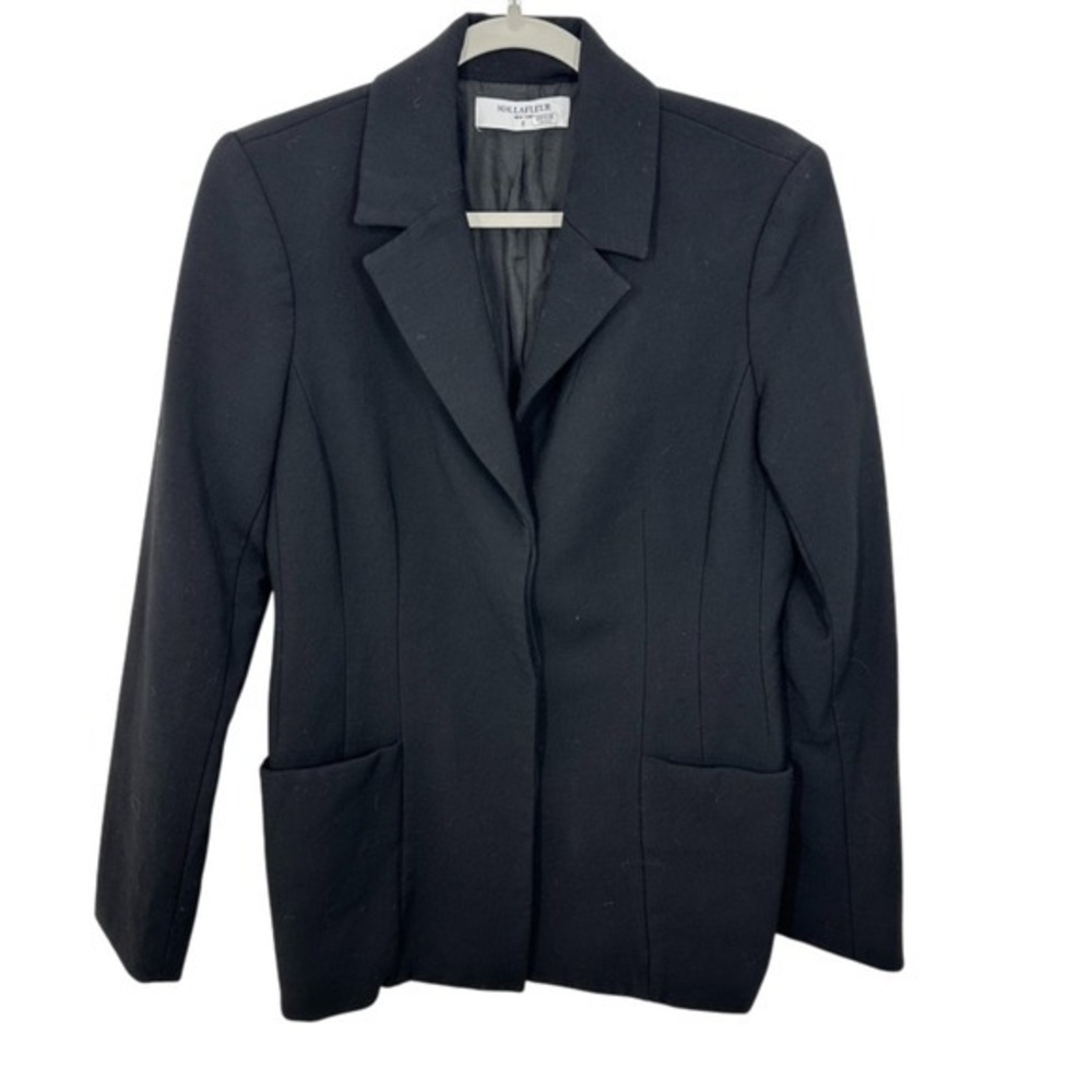 MM. La Fleur Black Wool Blend Blazer Jacket Size 8 Single‎ Button Pockets